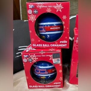 Kansas Jayhawks Glass Ball Ornaments NIB